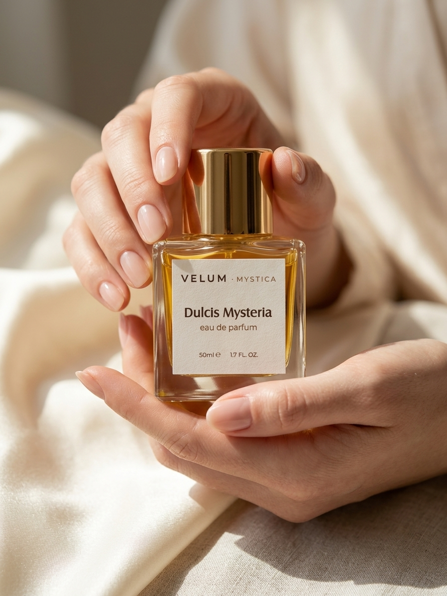 The Velum Mystica collection — sixteen fragrances displayed on a tiered stand
